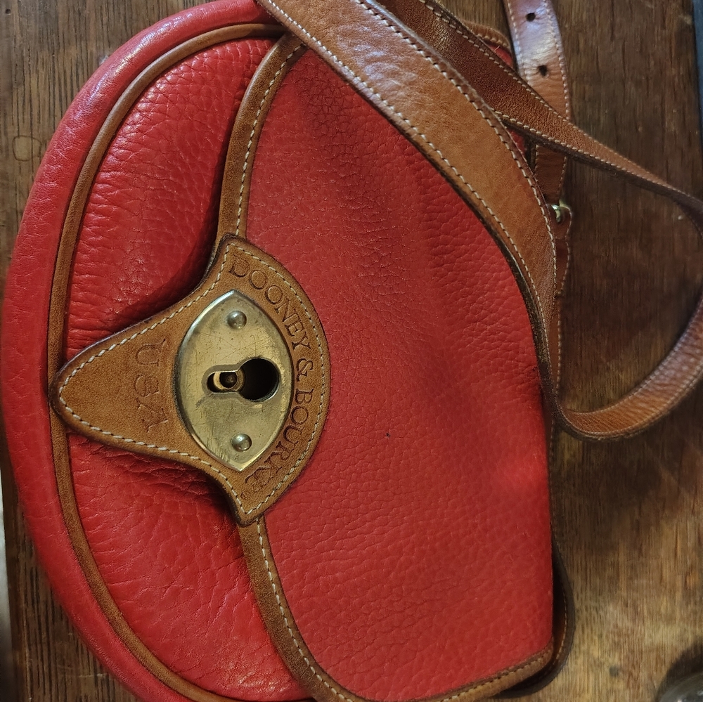 Vintage Dooney Red Leather Crossbody Bag